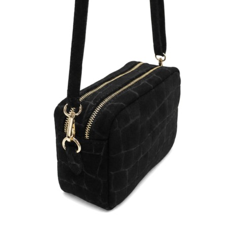 Bolso bandolera de serraje croco negro