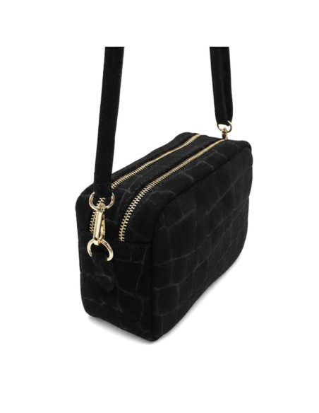 Bolso bandolera negro pequeño efecto croco