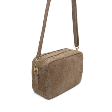 Bolso bandolera taupe rectangular tipo cámara