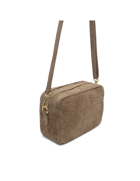 Bolso bandolera taupe rectangular tipo cámara