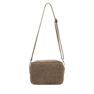 Bolso croco taupe de piel fabricado en Italia