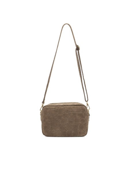 Bolso croco taupe de piel fabricado en Italia