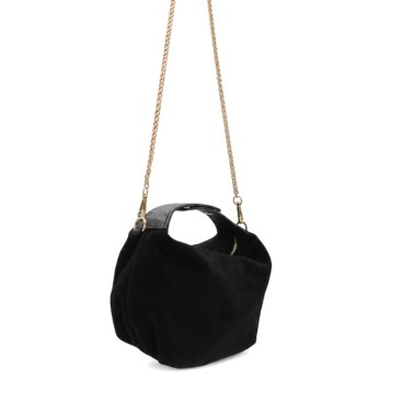 Bolso negro blando tipo hobo con cremallera