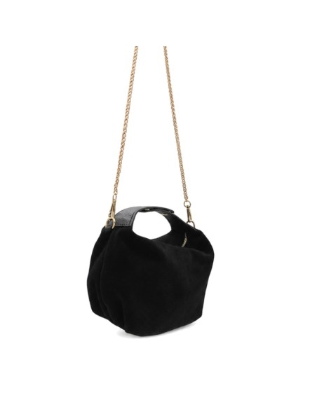 Bolso negro blando tipo hobo con cremallera