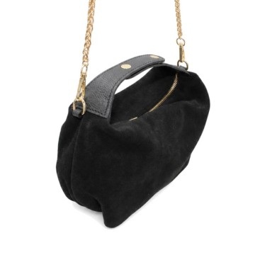 Bolso mini negro de serraje con asa corta