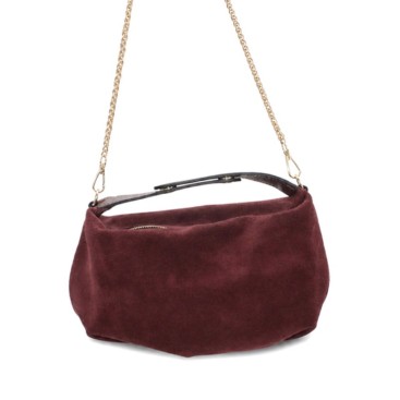 Bolso mini burdeos blando de piel serraje