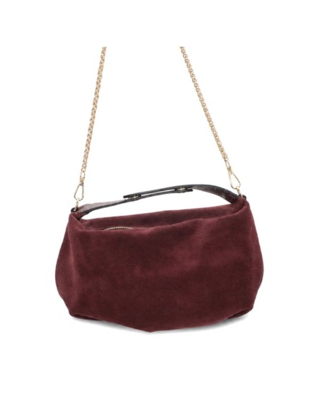 Bolso mini burdeos blando de piel serraje