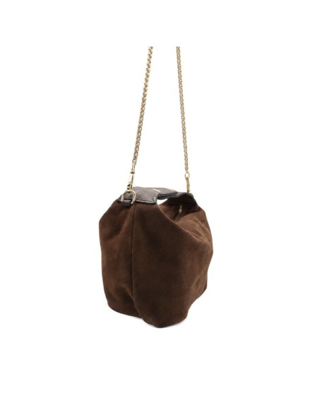 Bolso hobo marrón flexible con detalles dorados