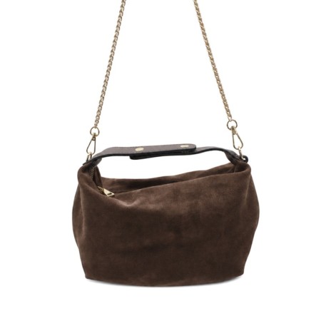 Bolso slouchy mini de serraje marrón