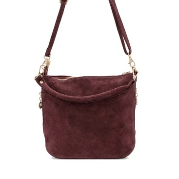 Bolso bandolera serraje burdeos Lúa vista frontal