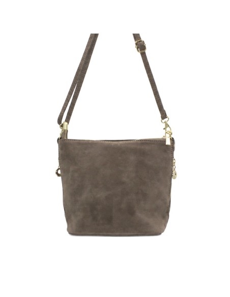 Bolso serraje taupe con base estructurada