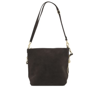 Bolso serraje marrón con detalles dorados