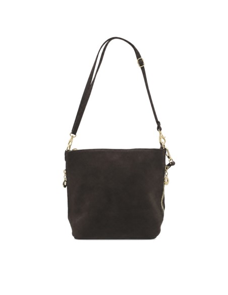 Bolso serraje marrón con detalles dorados
