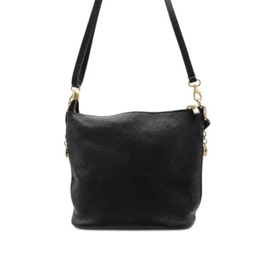 Bolso negro de piel italiano con base firme