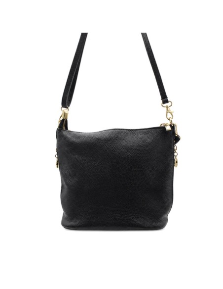 Bolso negro de piel italiano con base firme