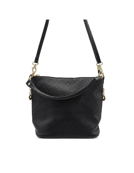 Bolso bandolera negro piel Lúa vista frontal