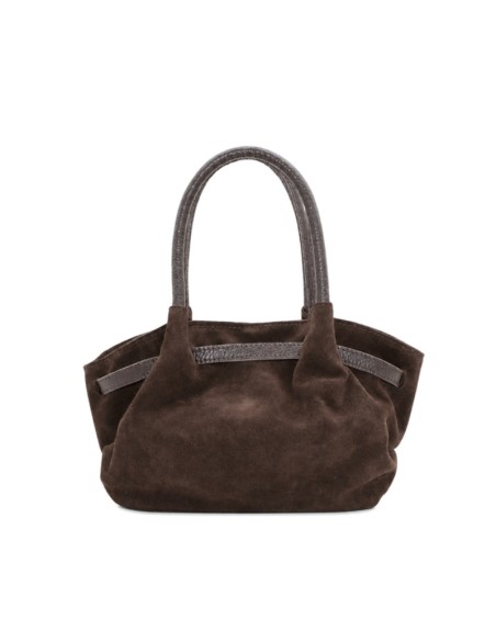 Bolso de serraje marrón con bandolera extraíble