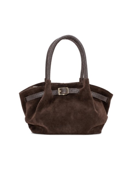 Bolso marrón chocolate con hebilla dorada