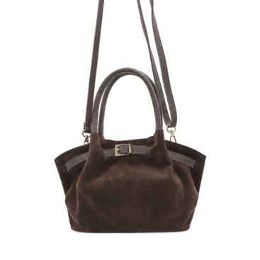 Bolso de hombro marrón chocolate de serraje
