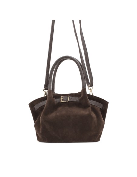 Bolso de hombro marrón chocolate de serraje