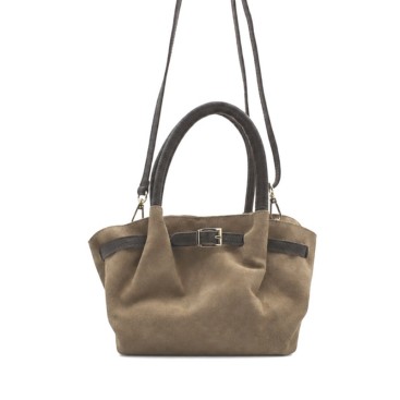 Bolso shoulder bag taupe con doble asa