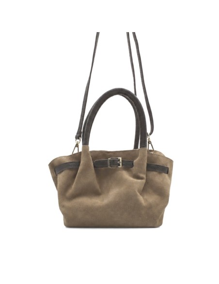 Bolso shoulder bag taupe con doble asa