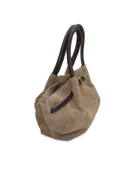 Bolso de serraje taupe fabricado en Italia