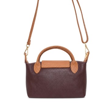 Bolso burdeos y camel con bandolera regulable