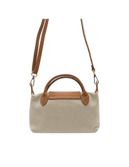 Bolso pequeño crema de piel con asa larga