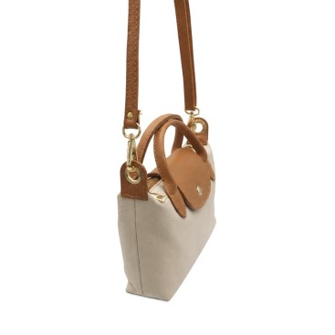 Bolso bicolor crema y camel fabricado en Italia