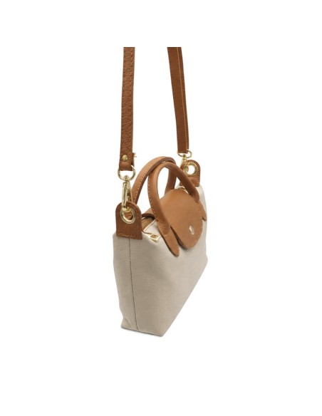 Bolso bicolor crema y camel fabricado en Italia