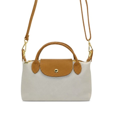 Bolso mini Camila crema y camel