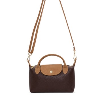 Bolso mini marrón chocolate y camel Camila
