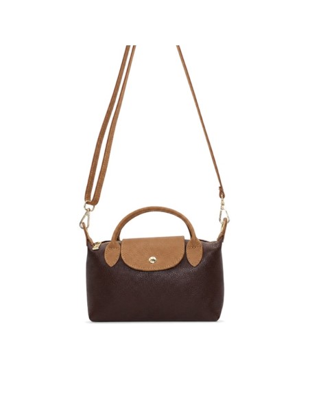 Bolso mini marrón chocolate y camel Camila