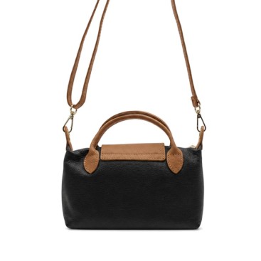Bolso negro y camel con bandolera regulable