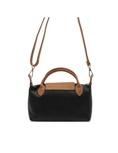 Bolso negro y camel con bandolera regulable
