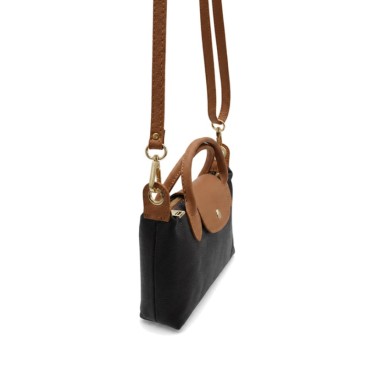 Bolso Camila negro con asas camel