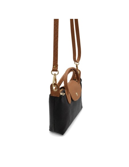 Bolso Camila negro con asas camel