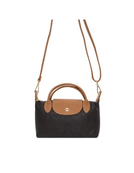 Bolso mini de piel negro y camel Camila