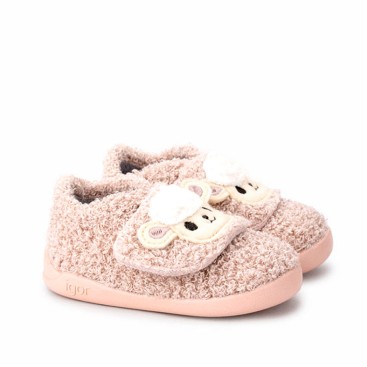 Zapatilla casa Igor barefoot rosa con detalle de oveja vista lateral