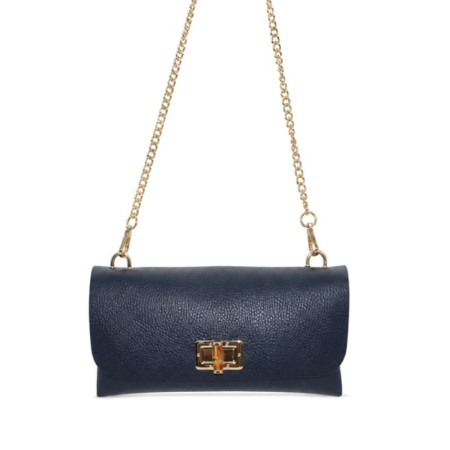 Bolso cartera azul marino de piel bamboo chic