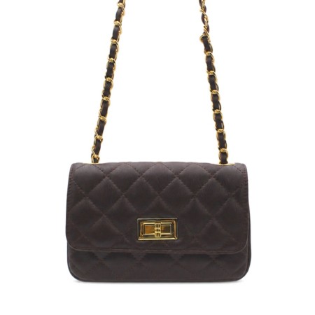 Bolso acolchado burdeos de piel con cadena