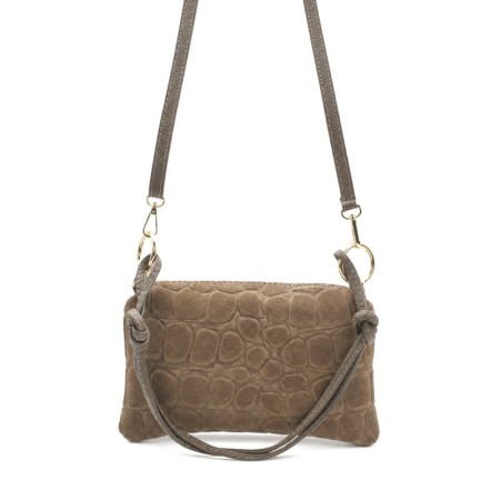 Bolso crossbody sobre de serraje croco taupe