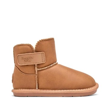 Bota australiana barefoot niña Conguitos GoFlex camel con velcro y forro de pelo