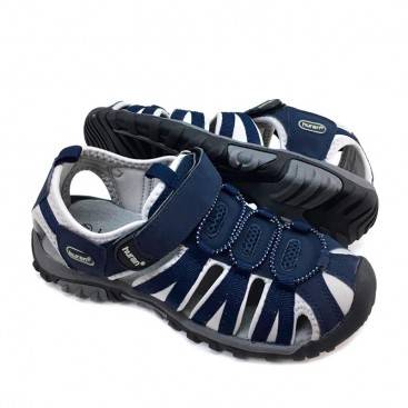 Sandalia de trekking mujer Huran azul marino vista frontal con cierre de velcro