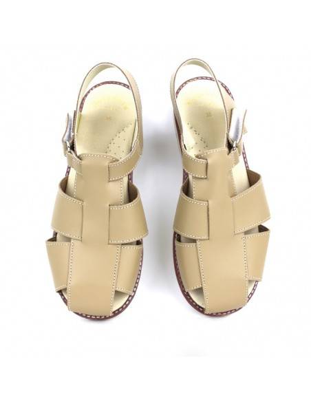 SANDALIA PIEL niño velcro ARENA