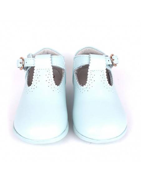 ZAPATOS NIÑO AZUL CELESTE PEPITOS DE PIEL BARATOS