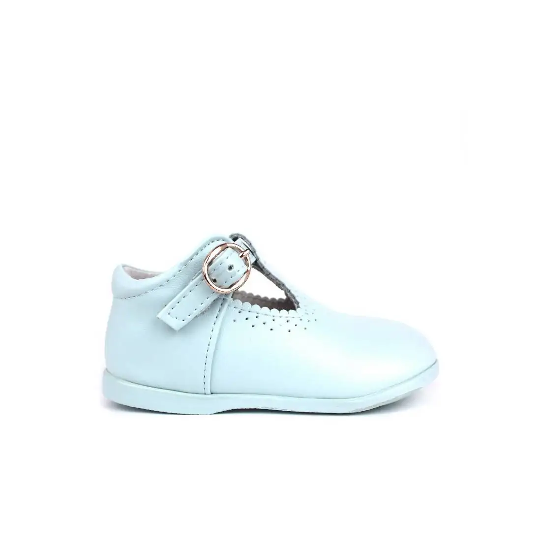 Zapatos Pepitos para Niño de Piel en color Azul celeste