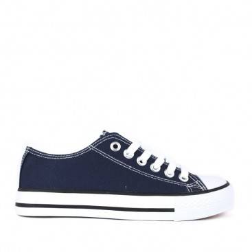 Zapatilla de lona azul marino unisex vista lateral