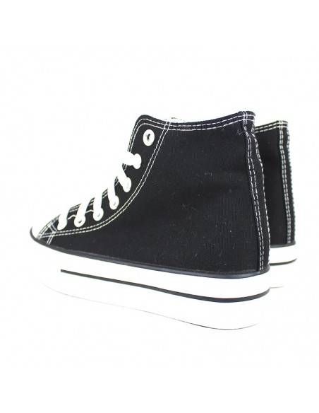 botin lona negro conplataforma